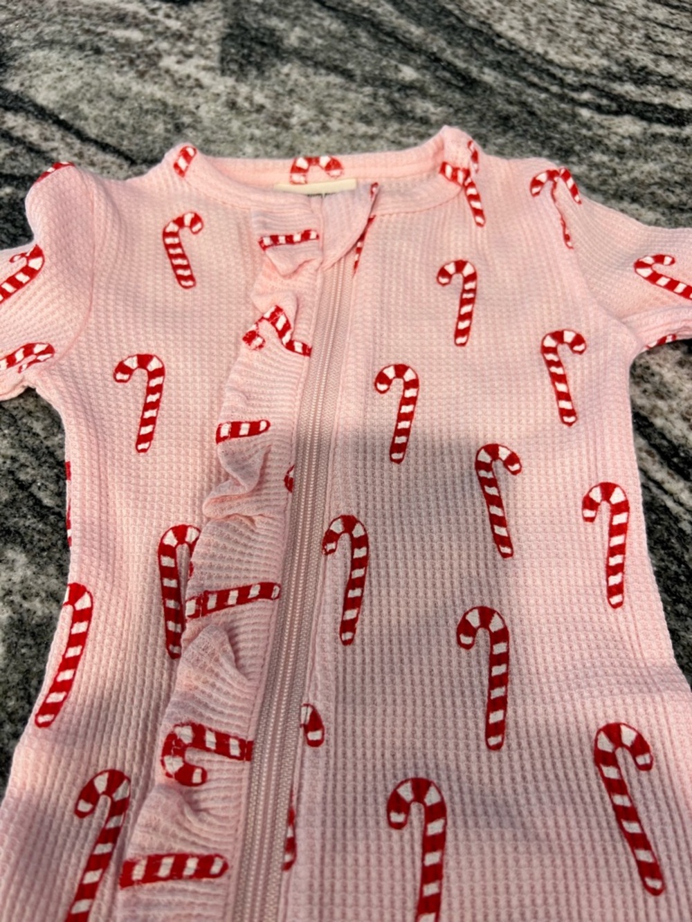 Pink Candy Cane Footed One-Piece Pajama for Kids - Picture 3 of 4